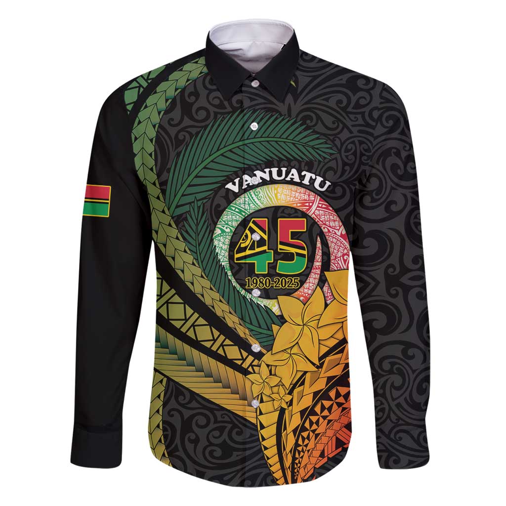 Personalised Vanuatu Independence Day Family Matching Mermaid Dress and Hawaiian Shirt July 30 Pig Tusk Long God Yumi Stanap LT14 Dad's Shirt - Long Sleeve Black - Polynesian Pride