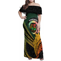 Personalised Vanuatu Independence Day Family Matching Off Shoulder Maxi Dress and Hawaiian Shirt July 30 Pig Tusk Long God Yumi Stanap