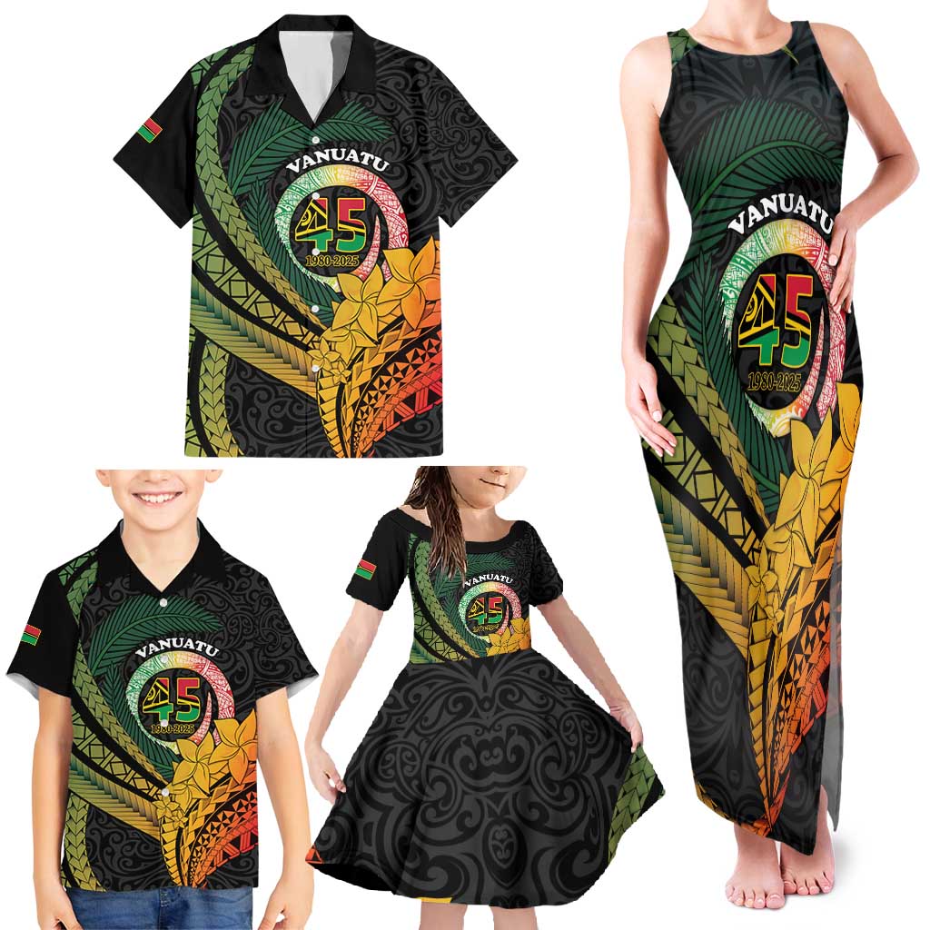 Personalised Vanuatu Independence Day Family Matching Tank Maxi Dress and Hawaiian Shirt July 30 Pig Tusk Long God Yumi Stanap LT14 - Polynesian Pride