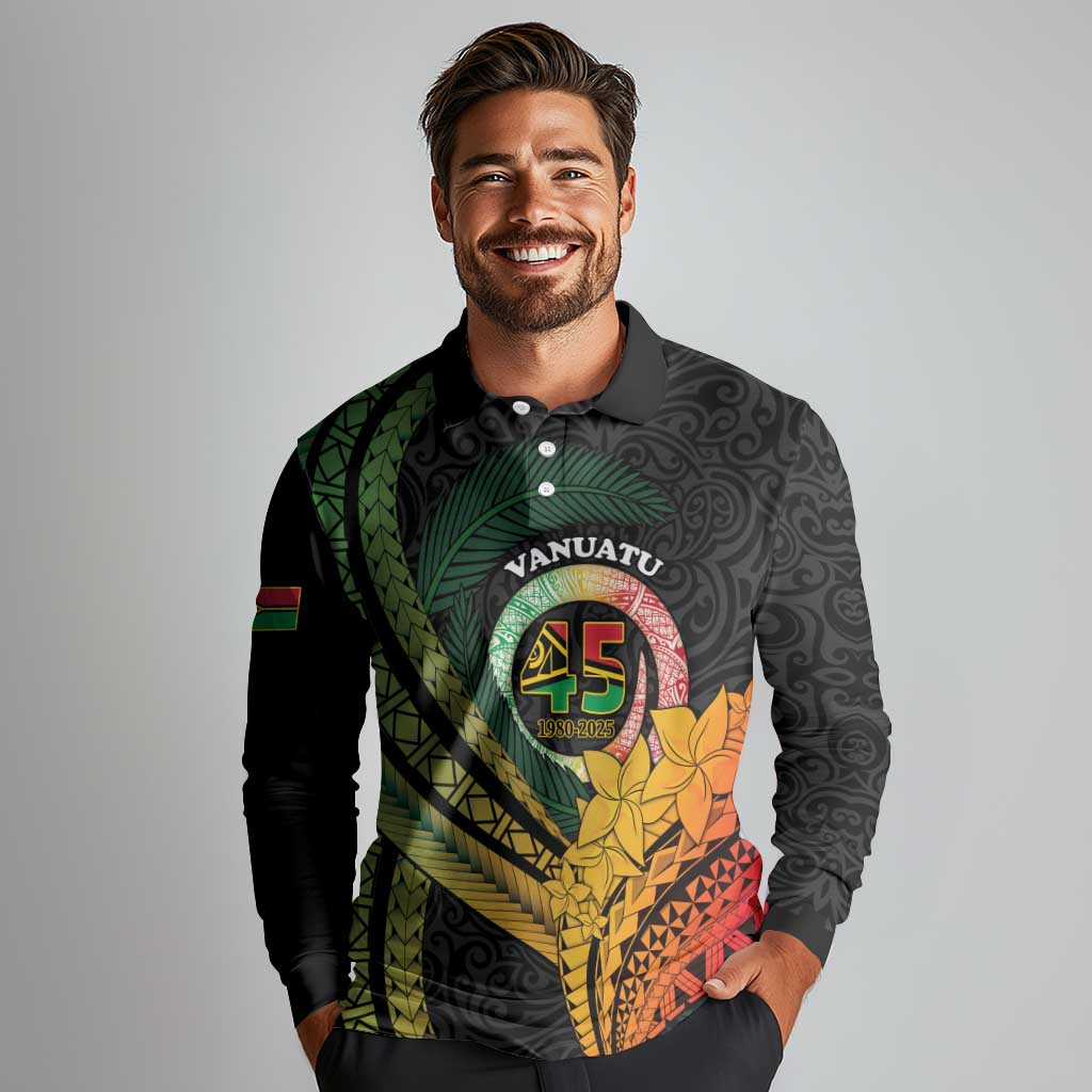 Personalised Vanuatu Independence Day Long Sleeve Polo Shirt July 30 Pig Tusk Long God Yumi Stanap