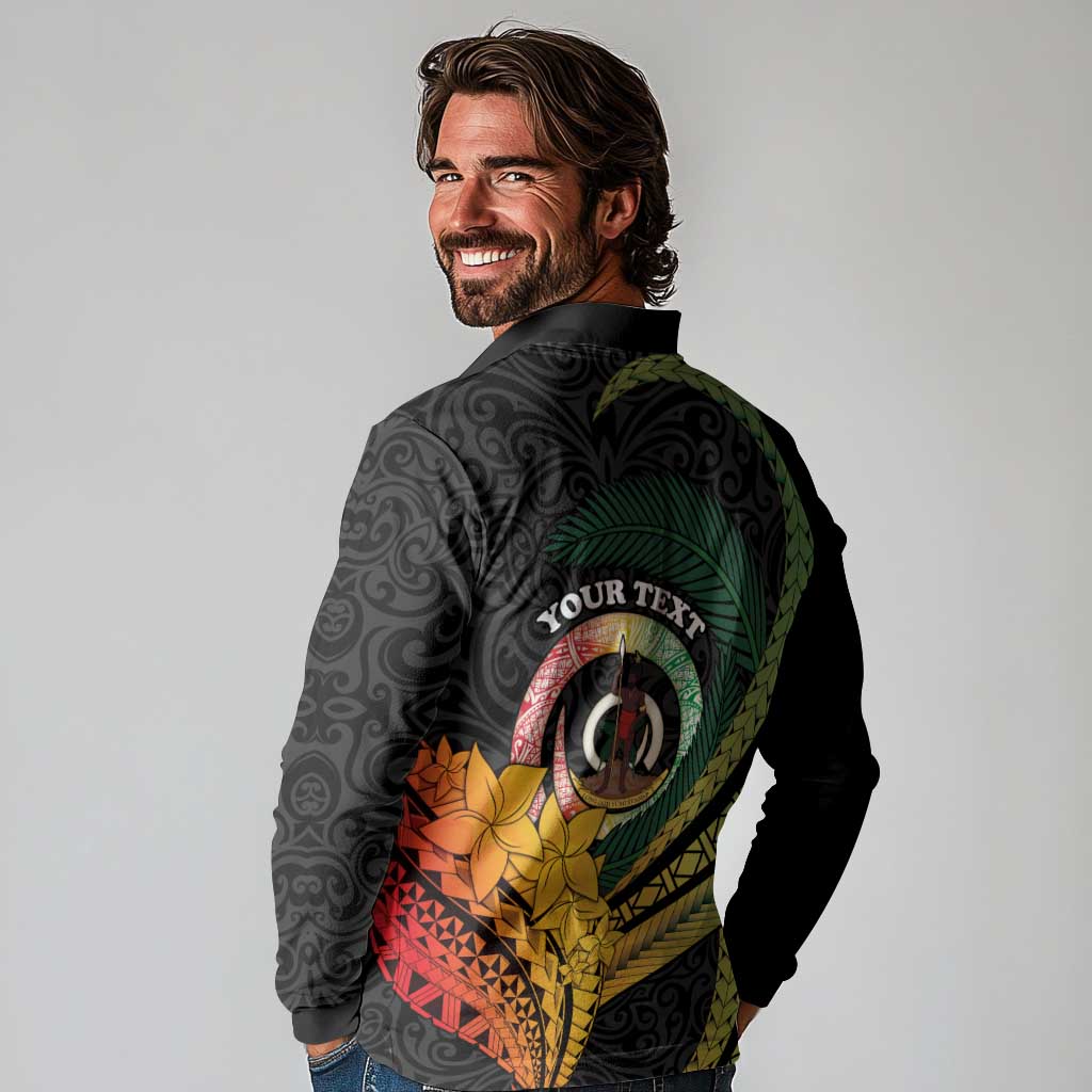 Personalised Vanuatu Independence Day Long Sleeve Polo Shirt July 30 Pig Tusk Long God Yumi Stanap