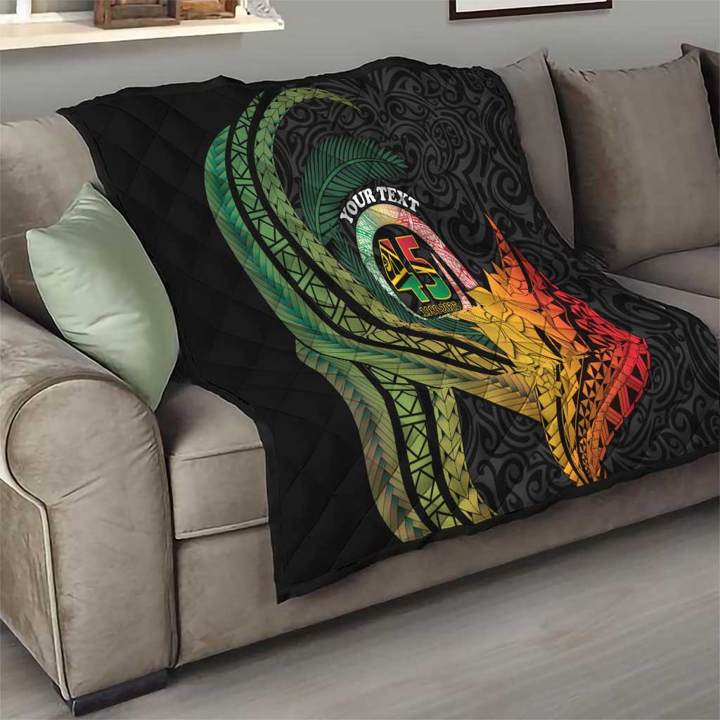 Personalised Vanuatu Independence Day Quilt July 30 Pig Tusk Long God Yumi Stanap