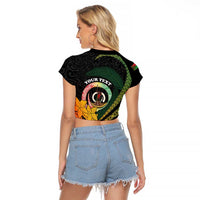 Personalised Vanuatu Independence Day Raglan Cropped T Shirt July 30 Pig Tusk Long God Yumi Stanap