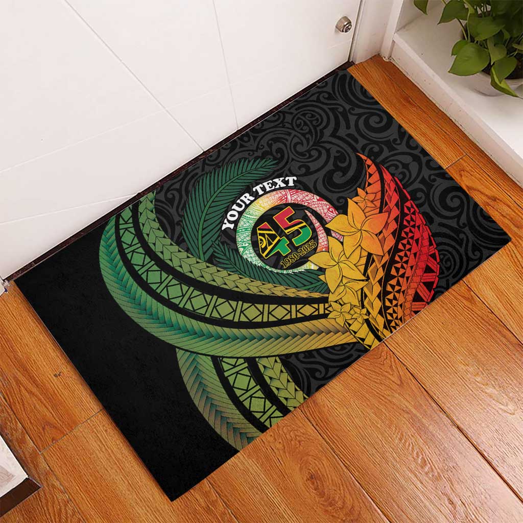 Personalised Vanuatu Independence Day Rubber Doormat July 30 Pig Tusk Long God Yumi Stanap