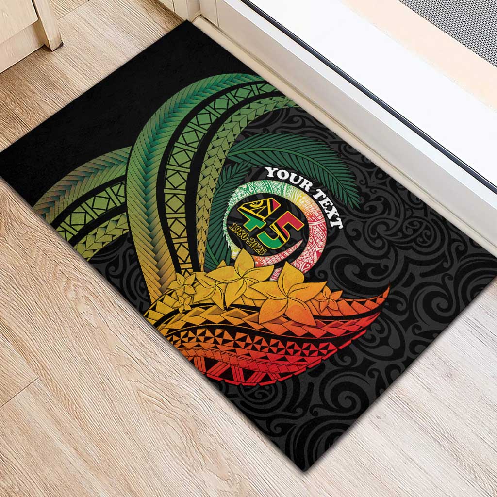 Personalised Vanuatu Independence Day Rubber Doormat July 30 Pig Tusk Long God Yumi Stanap