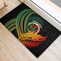 Personalised Vanuatu Independence Day Rubber Doormat July 30 Pig Tusk Long God Yumi Stanap