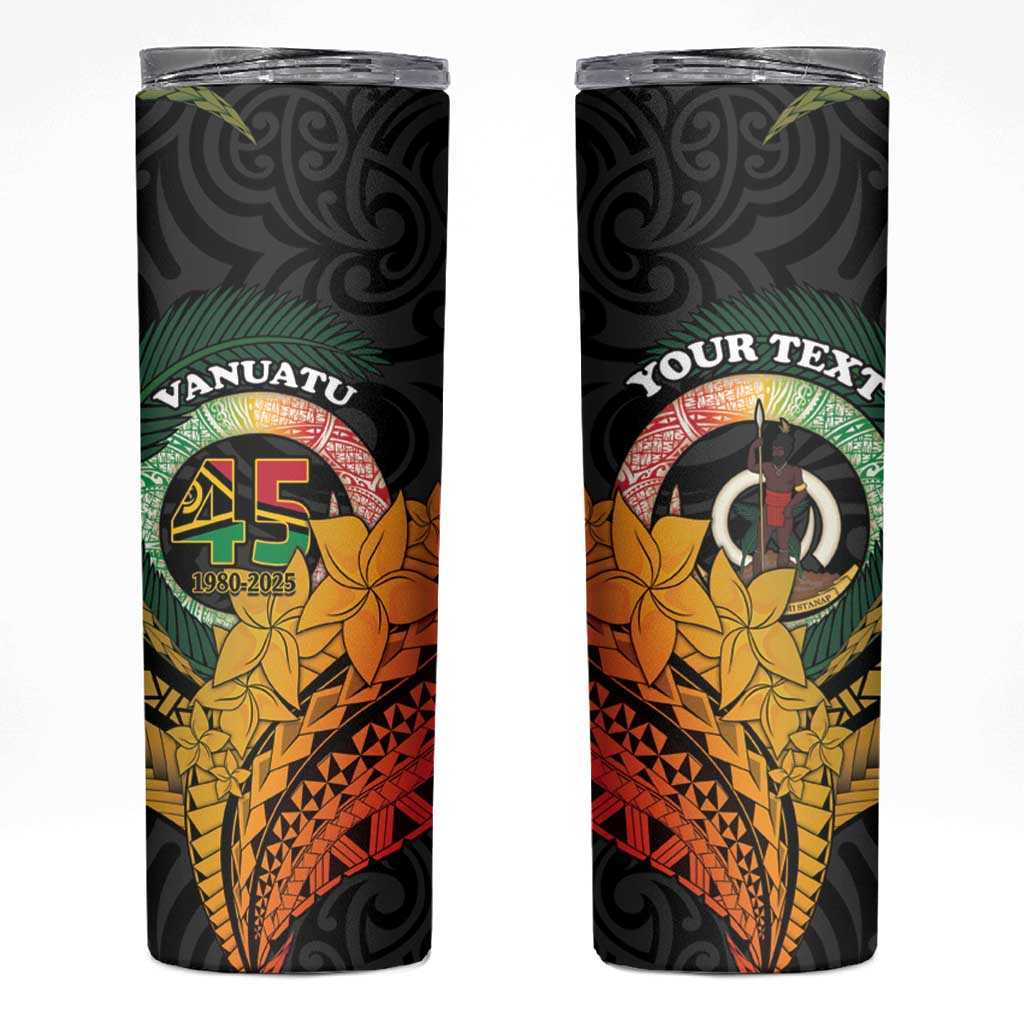 Personalised Vanuatu Independence Day Skinny Tumbler July 30 Pig Tusk Long God Yumi Stanap LT14 Black - Polynesian Pride