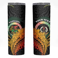 Personalised Vanuatu Independence Day Skinny Tumbler July 30 Pig Tusk Long God Yumi Stanap LT14 Black - Polynesian Pride