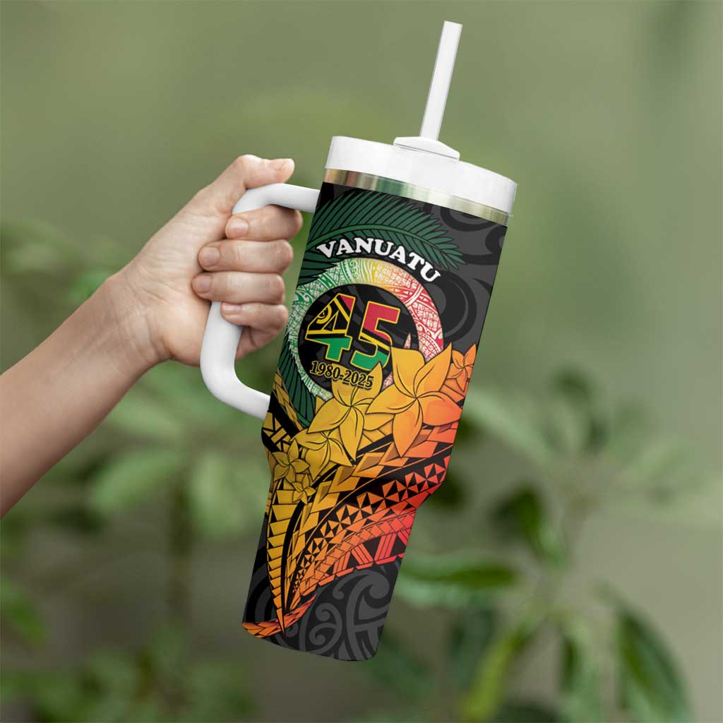 Personalised Vanuatu Independence Day Tumbler With Handle July 30 Pig Tusk Long God Yumi Stanap