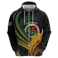 Personalised Vanuatu Independence Day Zip Hoodie July 30 Pig Tusk Long God Yumi Stanap