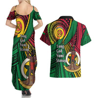 Halo Vanuatu Couples Matching Summer Maxi Dress and Hawaiian Shirt Happy 45th Independence Anniversary