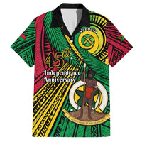Halo Vanuatu Family Matching Long Sleeve Bodycon Dress and Hawaiian Shirt Happy 45th Independence Anniversary LT14 Dad's Shirt - Short Sleeve Black - Polynesian Pride