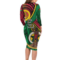 Halo Vanuatu Family Matching Long Sleeve Bodycon Dress and Hawaiian Shirt Happy 45th Independence Anniversary LT14 - Polynesian Pride