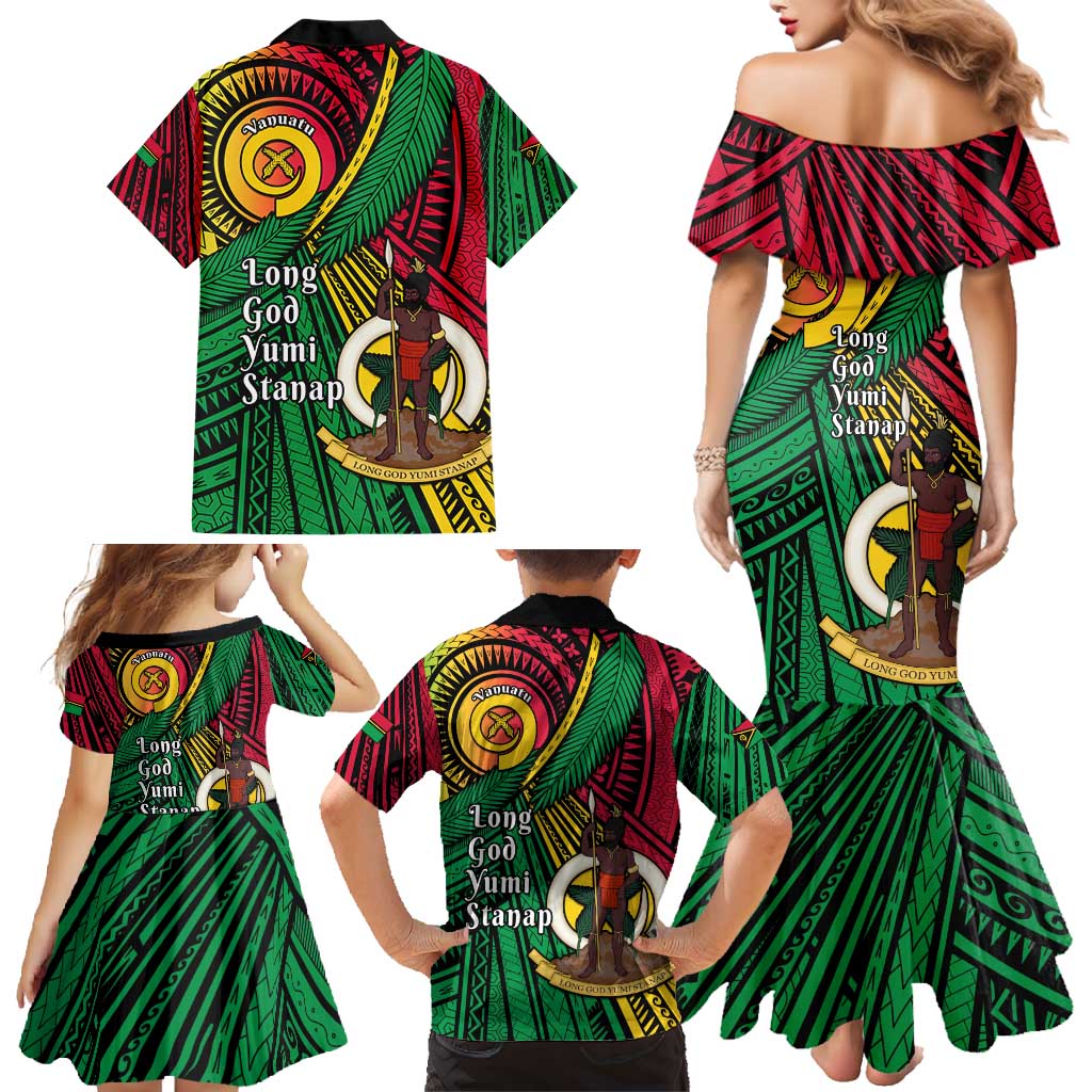 Halo Vanuatu Family Matching Mermaid Dress and Hawaiian Shirt Happy 45th Independence Anniversary LT14 - Polynesian Pride