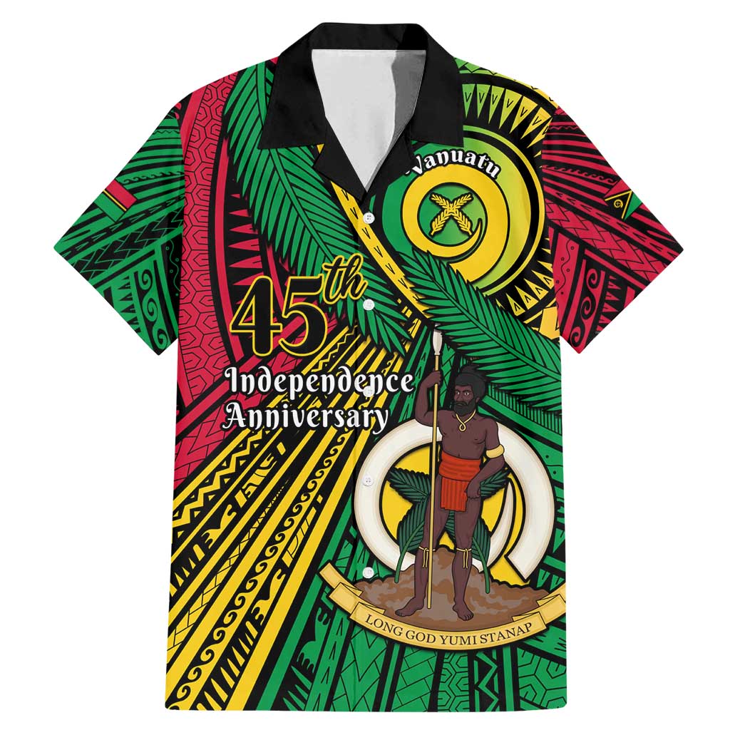 Halo Vanuatu Family Matching Mermaid Dress and Hawaiian Shirt Happy 45th Independence Anniversary LT14 Dad's Shirt - Short Sleeve Black - Polynesian Pride