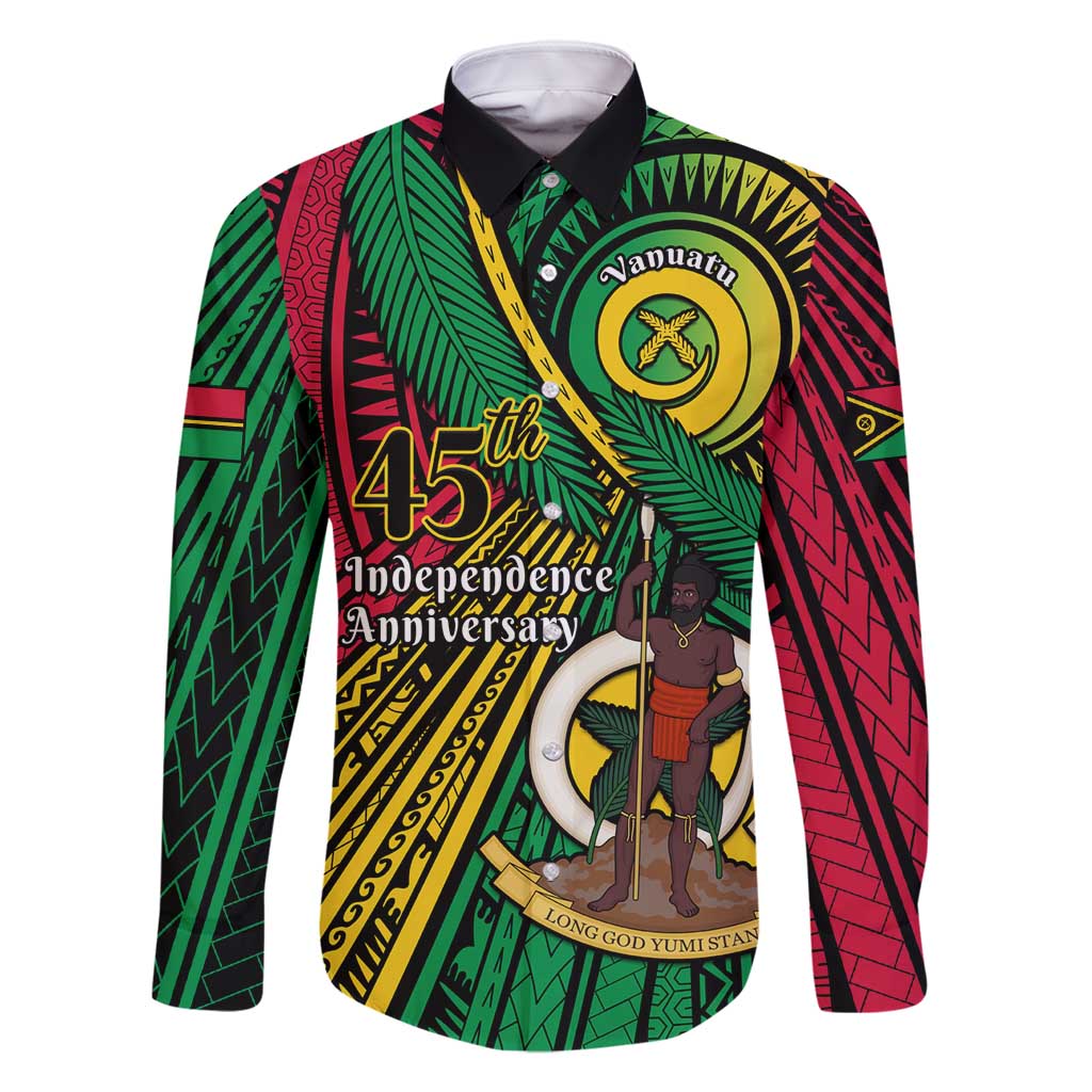 Halo Vanuatu Family Matching Mermaid Dress and Hawaiian Shirt Happy 45th Independence Anniversary LT14 Dad's Shirt - Long Sleeve Black - Polynesian Pride