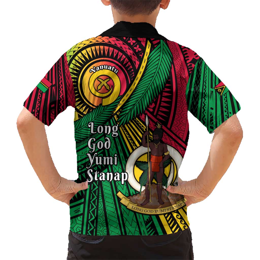 Halo Vanuatu Family Matching Short Sleeve Bodycon Dress and Hawaiian Shirt Happy 45th Independence Anniversary LT14 - Polynesian Pride