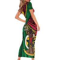 Halo Vanuatu Family Matching Short Sleeve Bodycon Dress and Hawaiian Shirt Happy 45th Independence Anniversary LT14 - Polynesian Pride