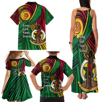 Halo Vanuatu Family Matching Tank Maxi Dress and Hawaiian Shirt Happy 45th Independence Anniversary LT14 - Polynesian Pride