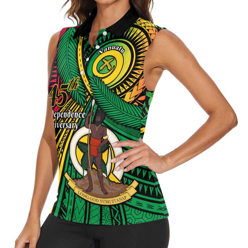 Halo Vanuatu Women Sleeveless Polo Shirt Happy 45th Independence Anniversary