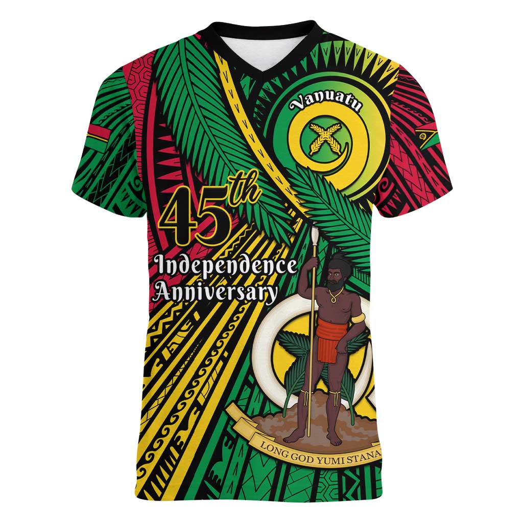 Halo Vanuatu Women V-Neck T-Shirt Happy 45th Independence Anniversary