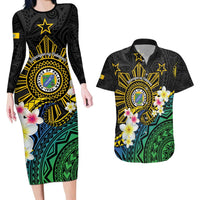 Lalawigan ng Palawan Couples Matching Long Sleeve Bodycon Dress and Hawaiian Shirt Philippines Province Land of Promise LT14 Black - Polynesian Pride