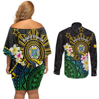 Lalawigan ng Palawan Couples Matching Off Shoulder Short Dress and Long Sleeve Button Shirt Philippines Province Land of Promise LT14 - Polynesian Pride