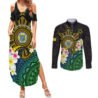 Lalawigan ng Palawan Couples Matching Summer Maxi Dress and Long Sleeve Button Shirt Philippines Province Land of Promise LT14 Black - Polynesian Pride