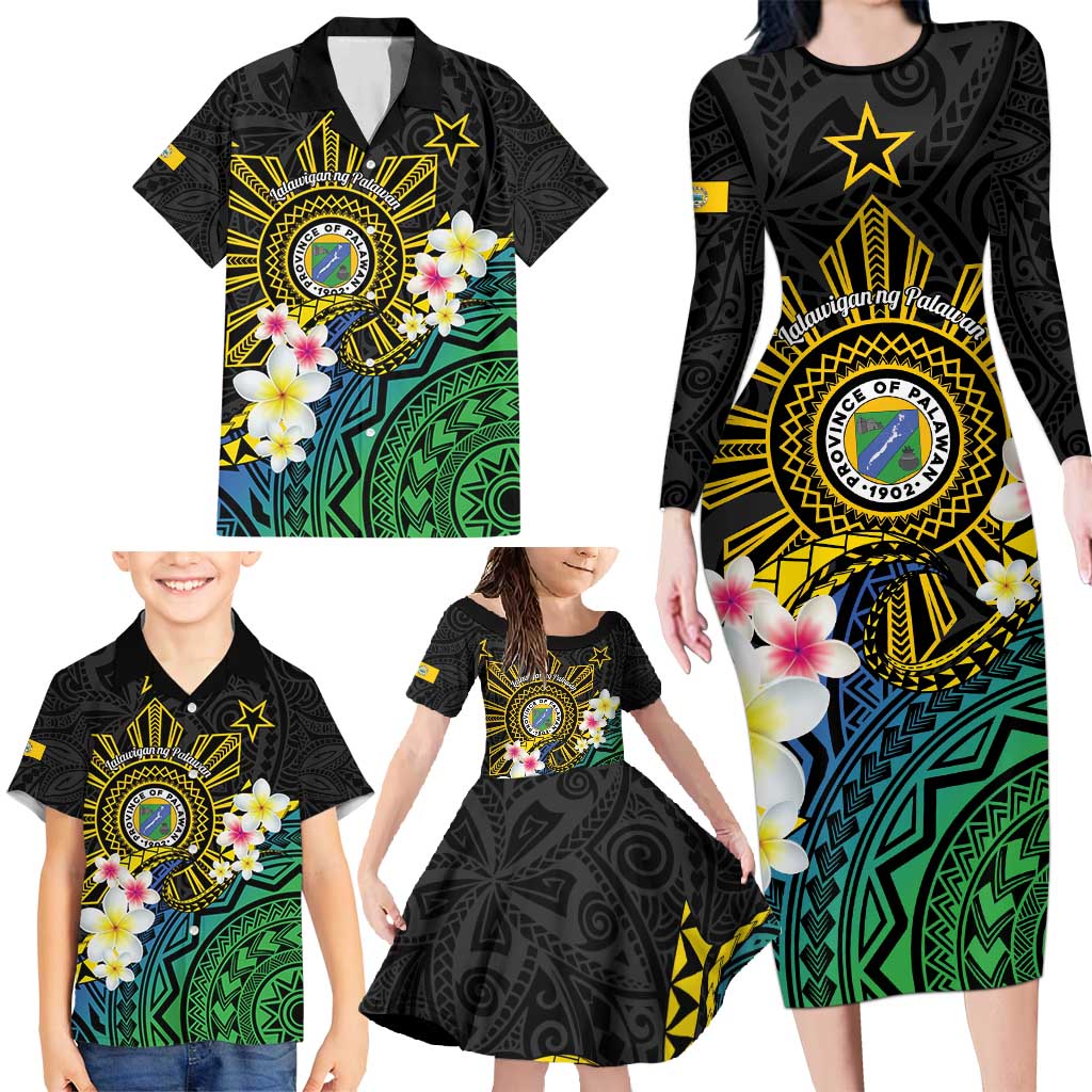 Lalawigan ng Palawan Family Matching Long Sleeve Bodycon Dress and Hawaiian Shirt Philippines Province Land of Promise LT14 - Polynesian Pride