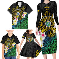 Lalawigan ng Palawan Family Matching Long Sleeve Bodycon Dress and Hawaiian Shirt Philippines Province Land of Promise LT14 - Polynesian Pride