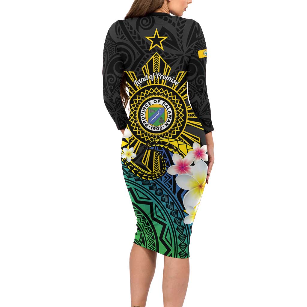 Lalawigan ng Palawan Family Matching Long Sleeve Bodycon Dress and Hawaiian Shirt Philippines Province Land of Promise LT14 - Polynesian Pride