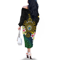 Lalawigan ng Palawan Family Matching Off The Shoulder Long Sleeve Dress and Hawaiian Shirt Philippines Province Land of Promise LT14 - Polynesian Pride