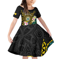 Lalawigan ng Palawan Family Matching Off Shoulder Short Dress and Hawaiian Shirt Philippines Province Land of Promise LT14 Daughter's Dress Black - Polynesian Pride