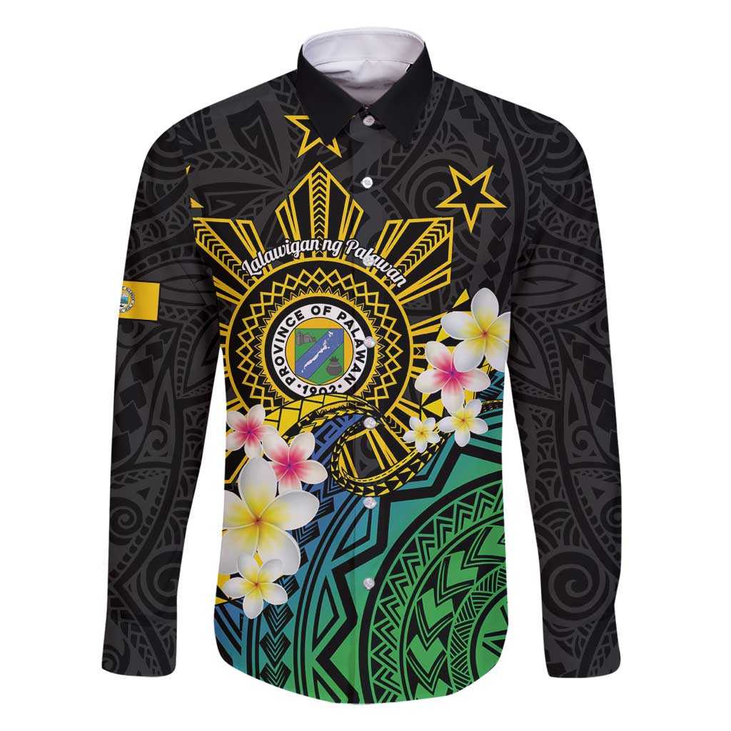 Lalawigan ng Palawan Family Matching Off Shoulder Short Dress and Hawaiian Shirt Philippines Province Land of Promise LT14 Dad's Shirt - Long Sleeve Black - Polynesian Pride