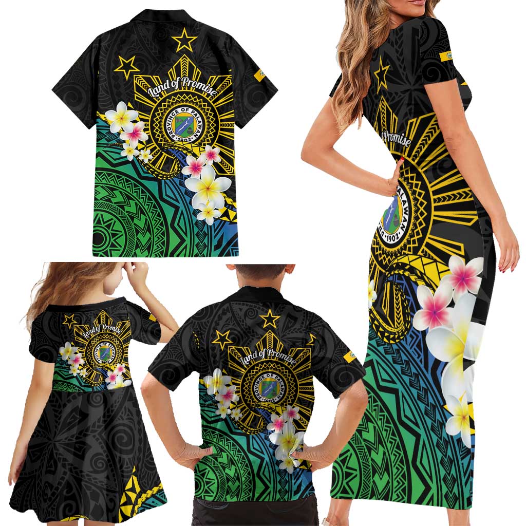 Lalawigan ng Palawan Family Matching Short Sleeve Bodycon Dress and Hawaiian Shirt Philippines Province Land of Promise LT14 - Polynesian Pride