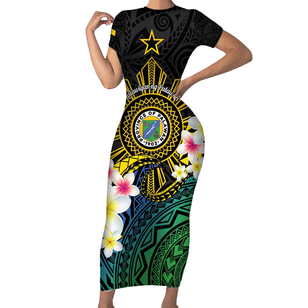 Lalawigan ng Palawan Family Matching Short Sleeve Bodycon Dress and Hawaiian Shirt Philippines Province Land of Promise LT14 Mom's Dress Black - Polynesian Pride
