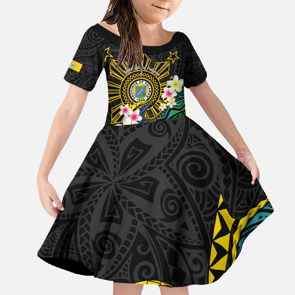 Lalawigan ng Palawan Family Matching Summer Maxi Dress and Hawaiian Shirt Philippines Province Land of Promise LT14 Daughter's Dress Black - Polynesian Pride