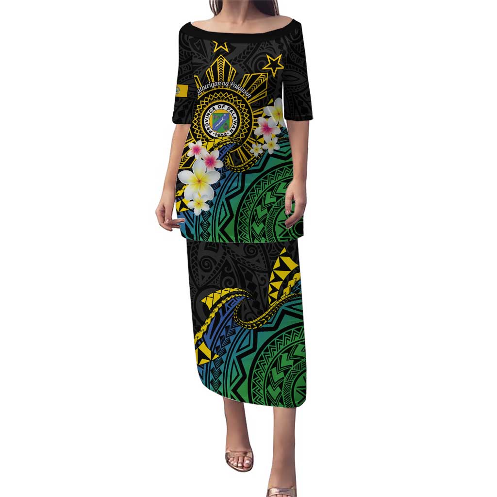 Lalawigan ng Palawan Puletasi Philippines Province Land of Promise LT14 Long Dress Black - Polynesian Pride
