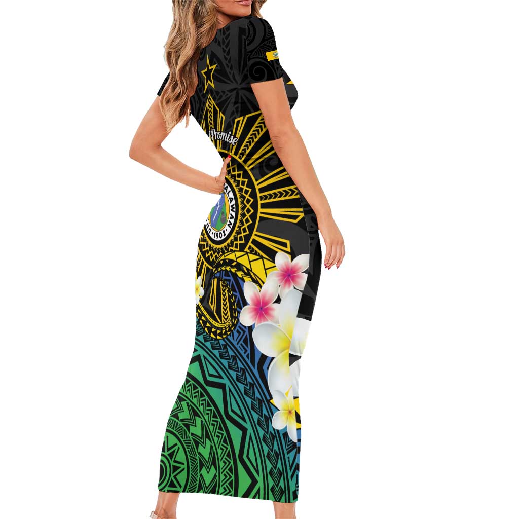 Lalawigan ng Palawan Short Sleeve Bodycon Dress Philippines Province Land of Promise LT14 - Polynesian Pride