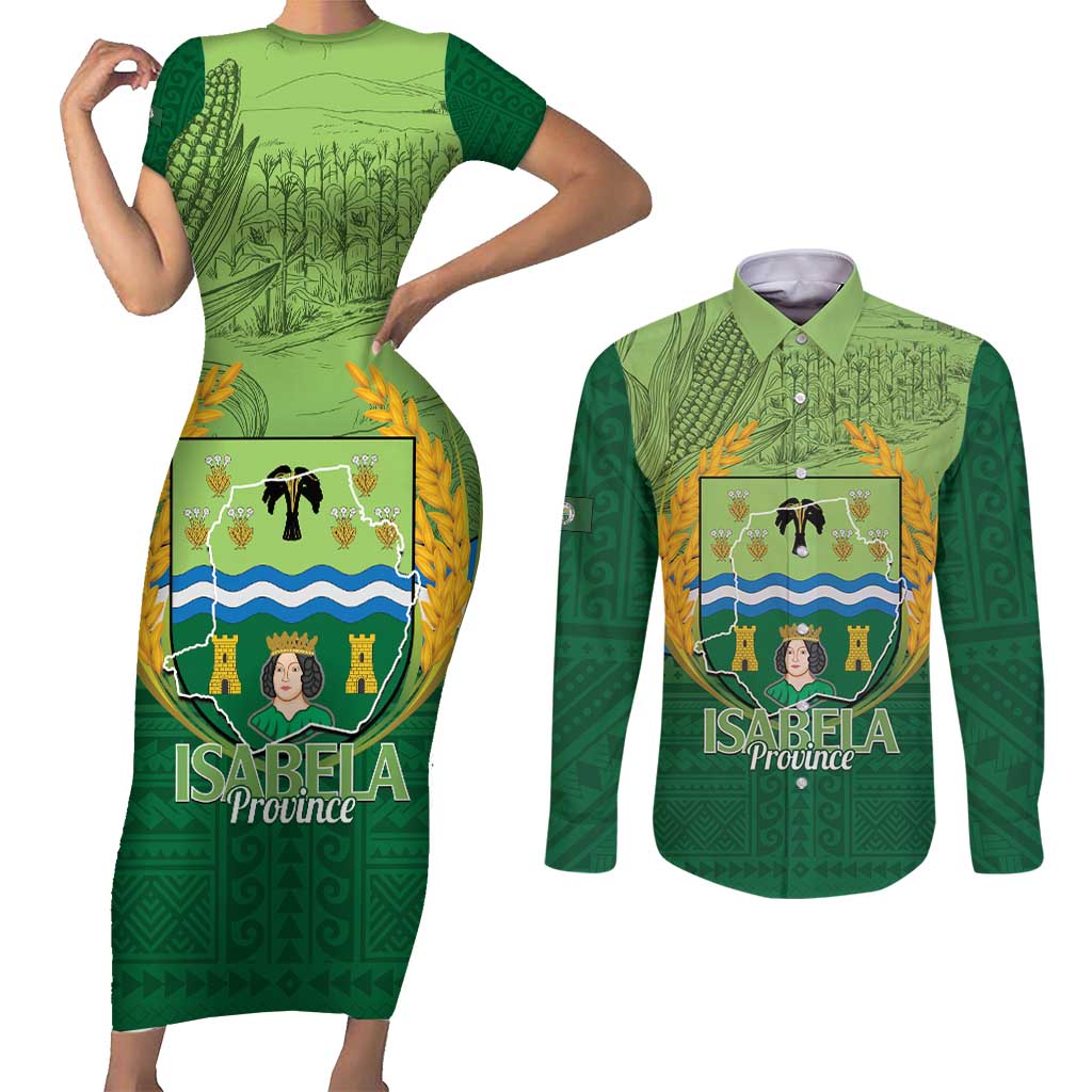 Isabela Philippines Couples Matching Short Sleeve Bodycon Dress and Long Sleeve Button Shirt Queen Province Of The North