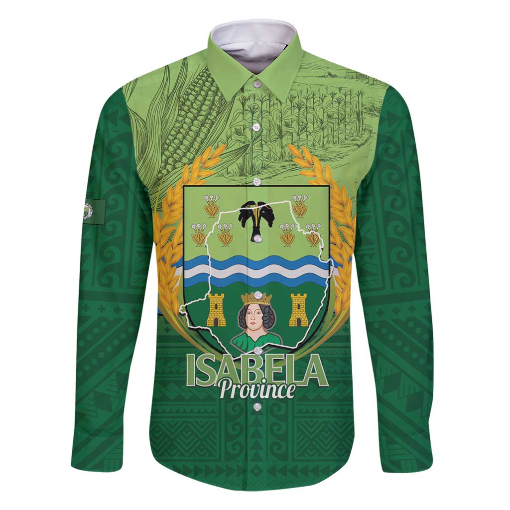 Isabela Philippines Family Matching Long Sleeve Bodycon Dress and Hawaiian Shirt Queen Province Of The North LT14 Dad's Shirt - Long Sleeve Green - Polynesian Pride