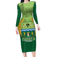 Isabela Philippines Family Matching Long Sleeve Bodycon Dress and Hawaiian Shirt Queen Province Of The North LT14 Mom's Dress Green - Polynesian Pride