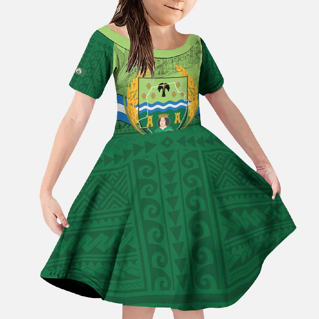 Isabela Philippines Family Matching Mermaid Dress and Hawaiian Shirt Queen Province Of The North LT14 Daughter's Dress Green - Polynesian Pride
