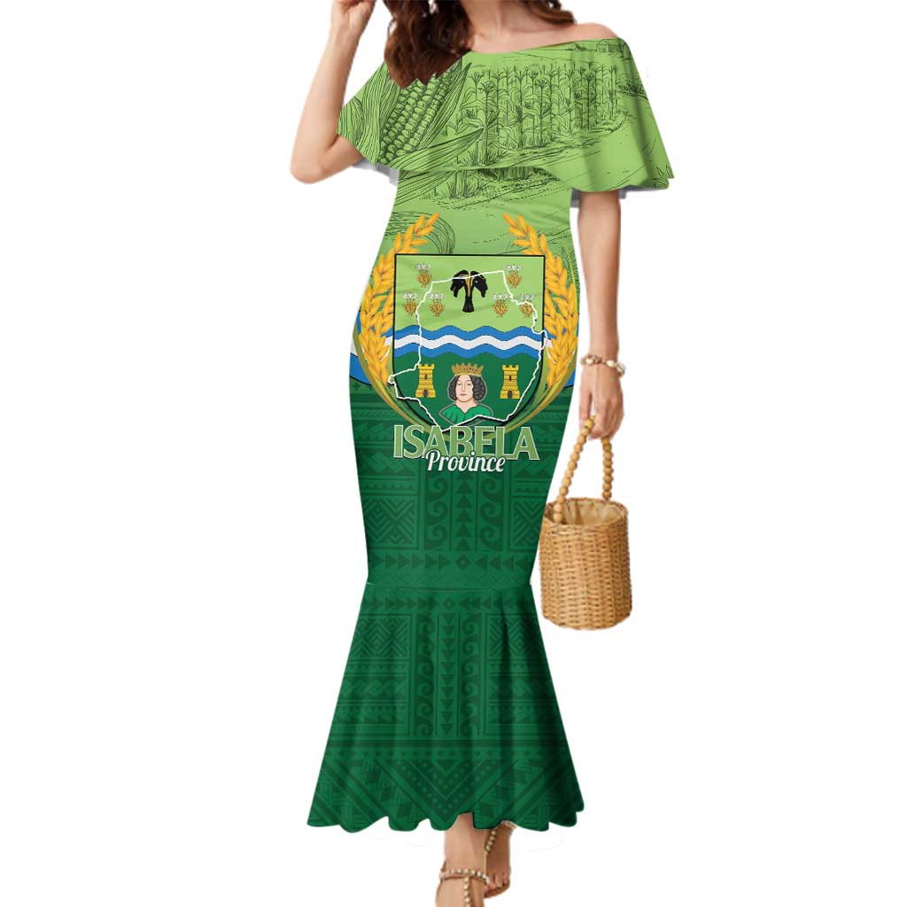 Isabela Philippines Family Matching Mermaid Dress and Hawaiian Shirt Queen Province Of The North LT14 Mom's Dress Green - Polynesian Pride