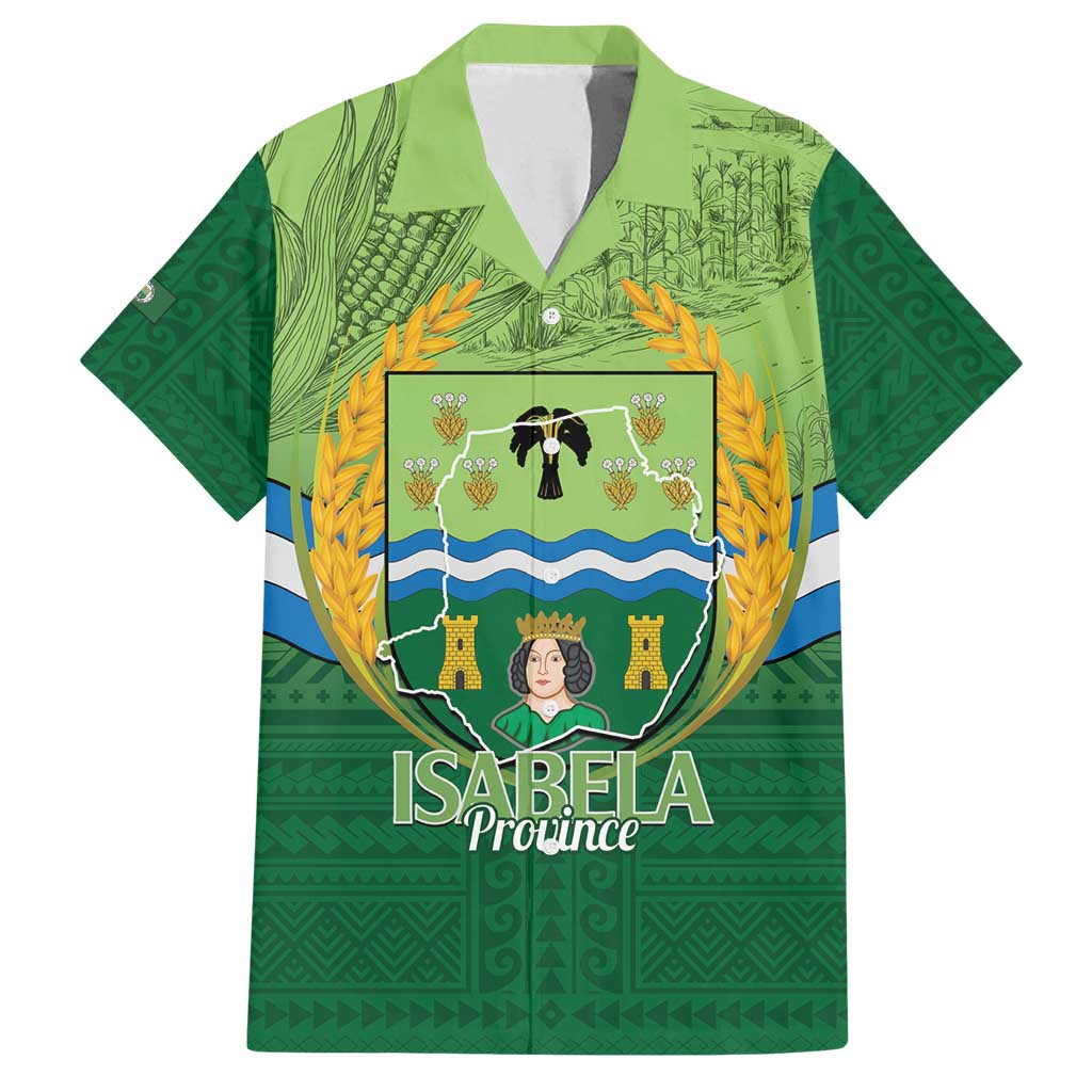 Isabela Philippines Family Matching Off Shoulder Maxi Dress and Hawaiian Shirt Queen Province Of The North LT14 Dad's Shirt - Short Sleeve Green - Polynesian Pride