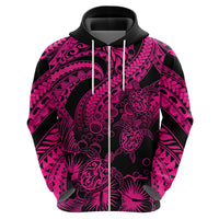 Custom Polynesian Hoodie Tribal Honu Turtle with Hibiscus Pink Version LT14 - Polynesian Pride