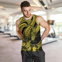 Personalised Polynesian Men Tank Top Tribal Honu Turtle with Hibiscus Gold Version LT14 - Polynesian Pride