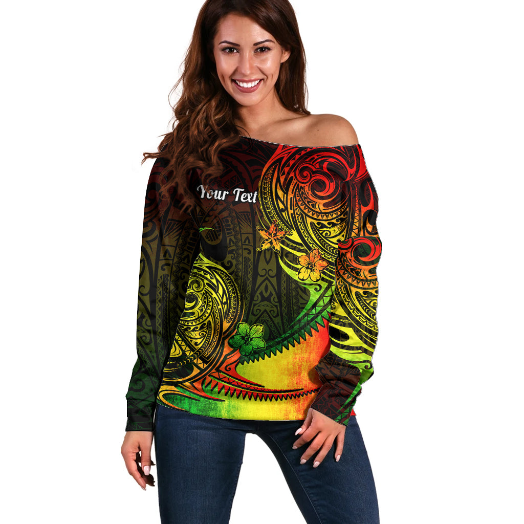Personalised Polynesian Tribal Off Shoulder Sweater Unique Reggae LT14 Women Reggae - Polynesian Pride