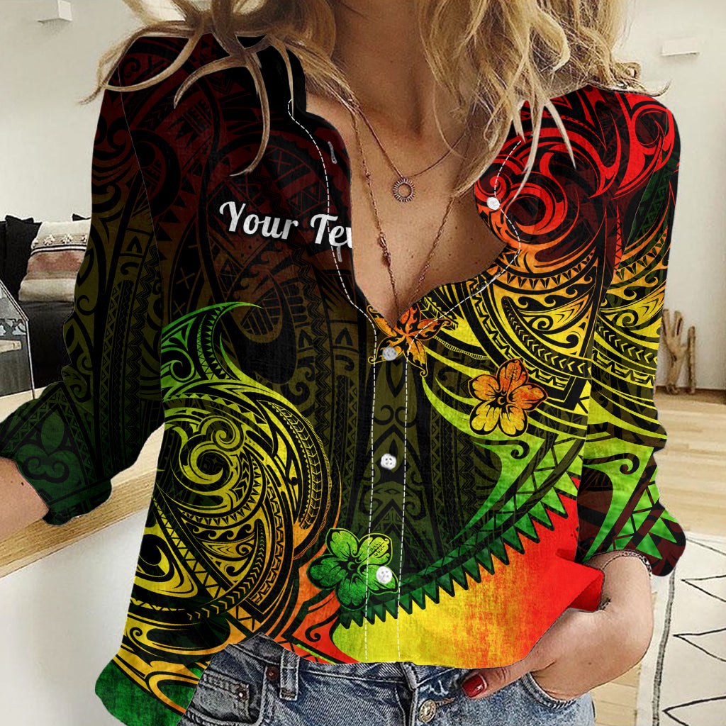Personalised Polynesian Tribal Women Casual Shirt Unique Reggae LT14 Female Reggae - Polynesian Pride