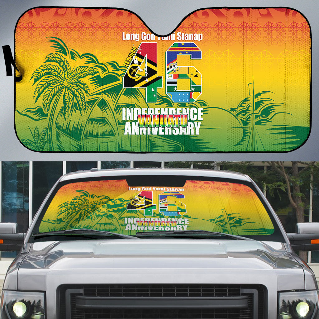 Vanuatu Indipendens Dei Auto Sun Shade Yumi 46th Independence Anniversary